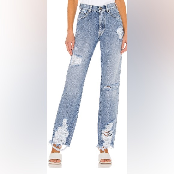 SER.O.YA Blue Relaxed Jeans with Distressed Detailing